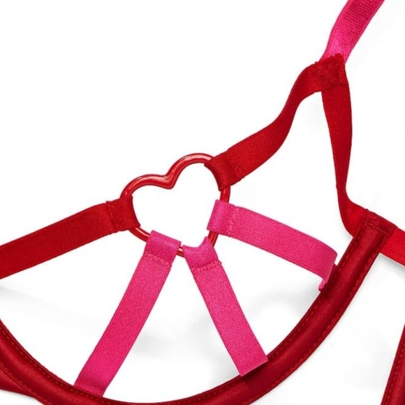 HOT GIRL SPECIAL!!! Red and Pink Heart Detail Victoria's Secret bra and Panty - Picture 3 of 3
